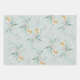 Boho Sage Groene Waterverf Bloeiende Eucalyptus Inpakpapier Vel