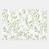 Boho Sage Groene Waterverf Botanische Patronen Inpakpapier Vel (Voorkant 3)