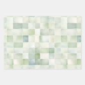 Boho Sage Groene Waterverf geometrische patronen Inpakpapier Vel (Voorkant)
