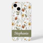 Boho Sage Groene Waterverf Wilde Bloem Naam Case-Mate iPhone Case (Achterkant)