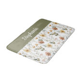 Boho Sage Groene Waterverf Wildflower Monogram Badmat (Gekanteld)