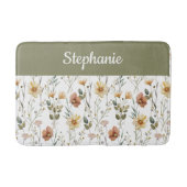 Boho Sage Groene Waterverf Wildflower Monogram Badmat (Voorkant)