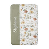 Boho Sage Groene Waterverf Wildflower Monogram Badmat (Voorkant Verticaal)