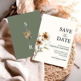 Boho Sage Groene Wildbloem Bruiloft Save The Date Kaart