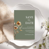 Boho sage Groene Wildbloem Bruiloft Save The Date Kaart