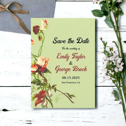 Boho Sage Groenery Elegante Rozen Bloem Bruiloft Save The Date