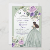 Boho Sage Lavendel Bloemen Prinses Quinceañera Kaart (Voorkant)