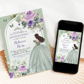 Boho Sage Lavendel Bloemen Prinses Quinceañera Kaart