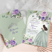 Boho Sage Lavendel Bloemen Prinses Quinceañera Kaart