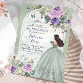 Boho Sage Lavendel Bloemen Prinses Quinceañera Kaart