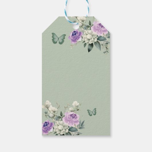 Boho Sage Lila Rozen Meisje 15 Años Dank je Cadeaulabel (Achterkant)