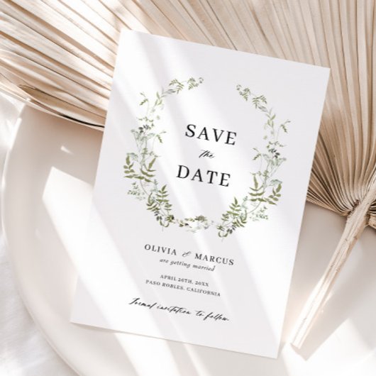Boho Sage Loof Bruiloft Save the Date Uitnodiging
