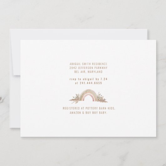 Boho Sage Oh Baby Bassinet Shower Kaart (Achterkant)