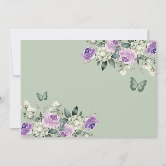 Boho Sage Paarse Bloemen Quinceañera Save The Date Kaart (Achterkant)