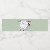 Boho Sage Paarse Koningsprinses XV Años Waterfles Etiket (Enkel label)