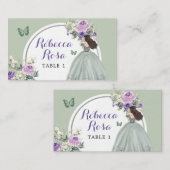 Boho Sage Paarse Prinses Quinceañera Bloemen Plaatskaartje (Voorkant / Achterkant)