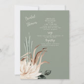 Boho Sage Pampas Gras Bruiloft Feest Uitnodiging (Voorkant)
