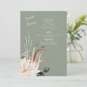 Boho Sage Pampas Gras Bruiloft Feest Uitnodiging (Staand voorkant)