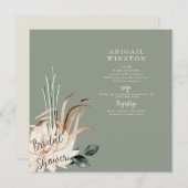 Boho Sage Pampas Grass Vrijgezellenfeest Square Kaart (Voorkant / Achterkant)