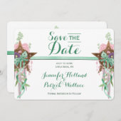 Boho Sage & Pink Wicca Pentacle Handfasting Save The Date (Voorkant / Achterkant)