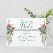 Boho Sage & Pink Wicca Pentacle Handfasting Save The Date (Staand voorkant)