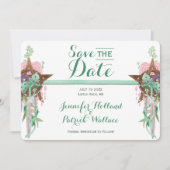 Boho Sage & Pink Wicca Pentacle Handfasting Save The Date (Voorkant)