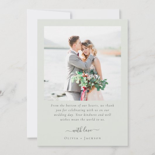 Boho Sage Script Meerdere foto bruiloft Bedankkaart (Achterkant)