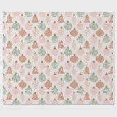 Boho Sage Terracotta Roze Kerstornamenten Cadeaupapier (Vlak)