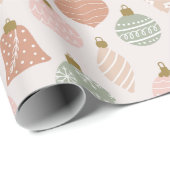 Boho Sage Terracotta Roze Kerstornamenten Cadeaupapier (Rol Hoek)