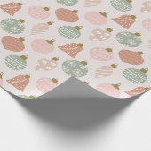 Boho Sage Terracotta Roze Ornamenten Kerst Cadeaupapier (Hoek)