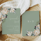 Boho Sage Witte Protea Pampas Gras Bruiloft Kaart