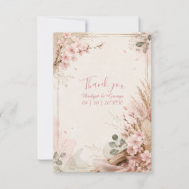 Boho Sakura Landelijke Trouwbloemen Bedankkaart