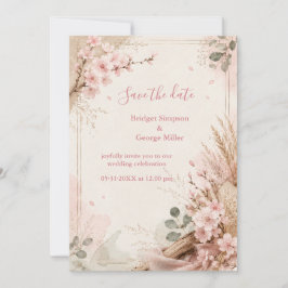 Boho Sakura Landelijke Trouwbloemen Kaart