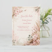 Boho Sakura Landelijke Trouwbloemen Kaart (Staand voorkant)