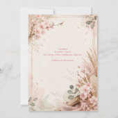 Boho Sakura Landelijke Trouwbloemen Kaart (Achterkant)