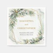 Boho salie bladeren en gouden glitter bruiloft ser servet (Voorkant)