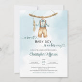 Boho  salie groen neutraal boy baby outfit kaart (Voorkant)