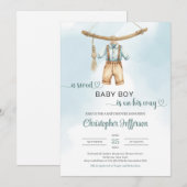 Boho  salie groen neutraal boy baby outfit kaart (Voorkant / Achterkant)