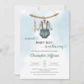 Boho salie groen neutraal jongetje babykleding kaart (Voorkant)