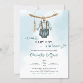 Boho  salie groen neutraal jongetje babykleding kaart