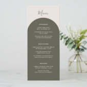 Boho Salie Groene Bogen Retro Trouwdiner Menu (Staand voorkant)