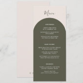 Boho Salie Groene Bogen Retro Trouwdiner Menu (Voorkant / Achterkant)