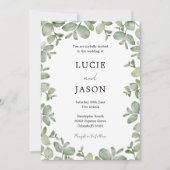 Boho Salie Groene Eucalyptus Waterverf Trouwen Kaart (Voorkant)