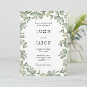 Boho Salie Groene Eucalyptus Waterverf Trouwen Kaart (Staand voorkant)