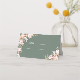 Boho Salie Groene Pioen Huwelijks Plaatskaart Plaatskaartje