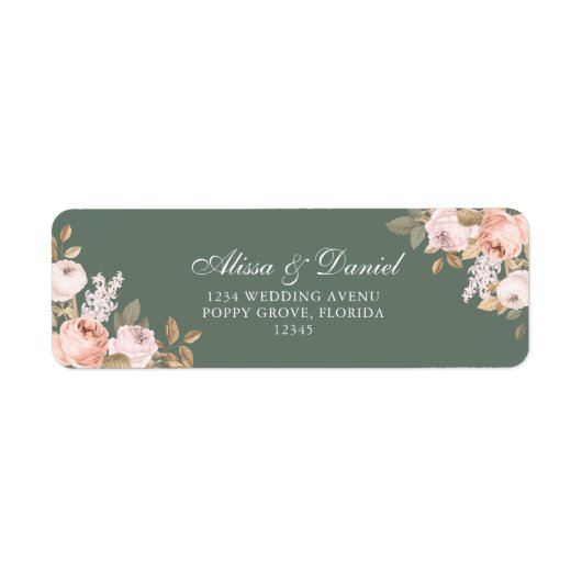 Boho Salie Groene Pioenrozen Retouradres Etiket (Voorkant)