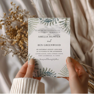 Boho Salie Groene Varens Watercolor Trouwen Kaart