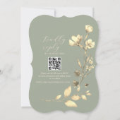 Boho saliegroen bloem bruiloftsinvitoirkaart kaart (Achterkant)