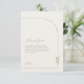 Boho Saliegroene & Linnen Bogen Minimalistische Fo Bedankkaart (Staand voorkant)