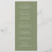 Boho Saliegroene & Linnen Bogen Minimalistische Tr Menu (Achterkant)